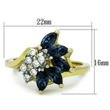Two-Tone IP Gold (Ion Plating) Stainless Steel Ring with Top Grade Crystal  in Montana