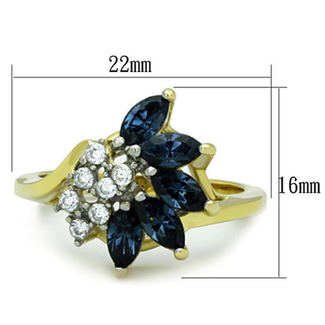 Two-Tone IP Gold (Ion Plating) Stainless Steel Ring with Top Grade Crystal  in Montana