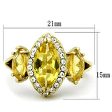 IP Gold(Ion Plating) Stainless Steel Ring with Synthetic Synthetic Glass in Topaz