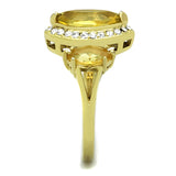 IP Gold(Ion Plating) Stainless Steel Ring with Synthetic Synthetic Glass in Topaz