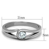 High polished (no plating) Stainless Steel Ring with AAA Grade CZ  in Clear