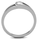 High polished (no plating) Stainless Steel Ring with AAA Grade CZ  in Clear