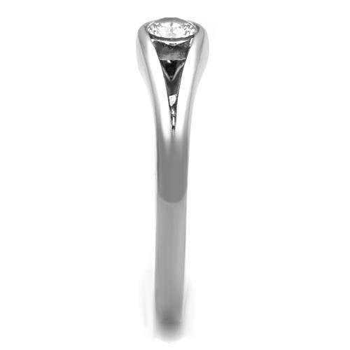 High polished (no plating) Stainless Steel Ring with AAA Grade CZ  in Clear