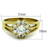 IP Gold(Ion Plating) Stainless Steel Ring with AAA Grade CZ  in Clear