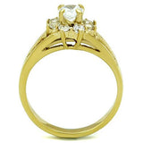 IP Gold(Ion Plating) Stainless Steel Ring with AAA Grade CZ  in Clear