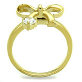 IP Gold(Ion Plating) Stainless Steel Ring with AAA Grade CZ  in Clear
