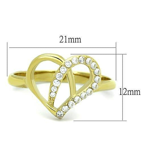 IP Gold(Ion Plating) Stainless Steel Ring with AAA Grade CZ  in Clear