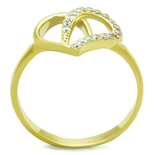 IP Gold(Ion Plating) Stainless Steel Ring with AAA Grade CZ  in Clear