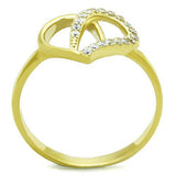 IP Gold(Ion Plating) Stainless Steel Ring with AAA Grade CZ  in Clear