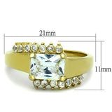 IP Gold(Ion Plating) Stainless Steel Ring with AAA Grade CZ  in Clear