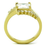 IP Gold(Ion Plating) Stainless Steel Ring with AAA Grade CZ  in Clear