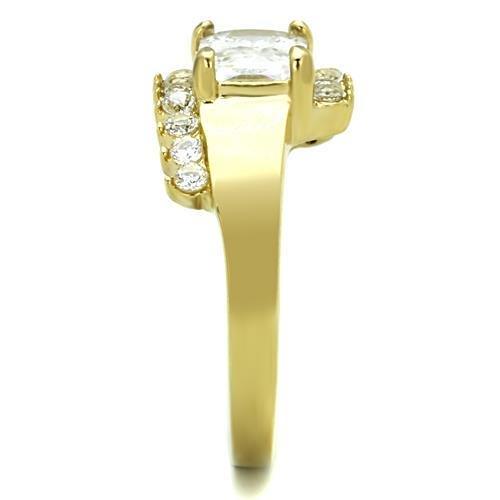 IP Gold(Ion Plating) Stainless Steel Ring with AAA Grade CZ  in Clear