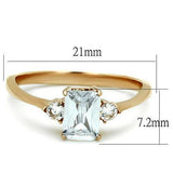 IP Rose Gold(Ion Plating) Stainless Steel Ring with AAA Grade CZ  in Clear