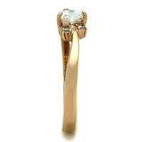 IP Rose Gold(Ion Plating) Stainless Steel Ring with AAA Grade CZ  in Clear