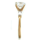 IP Rose Gold(Ion Plating) Stainless Steel Ring with AAA Grade CZ  in Clear