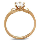 IP Rose Gold(Ion Plating) Stainless Steel Ring with AAA Grade CZ  in Clear