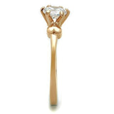 IP Rose Gold(Ion Plating) Stainless Steel Ring with AAA Grade CZ  in Clear