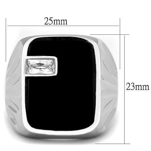 High polished (no plating) Stainless Steel Ring with AAA Grade CZ  in Clear