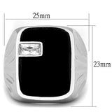 High polished (no plating) Stainless Steel Ring with AAA Grade CZ  in Clear