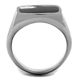 High polished (no plating) Stainless Steel Ring with AAA Grade CZ  in Clear
