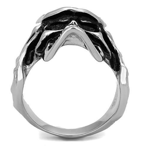 High polished (no plating) Stainless Steel Ring with Epoxy  in Jet