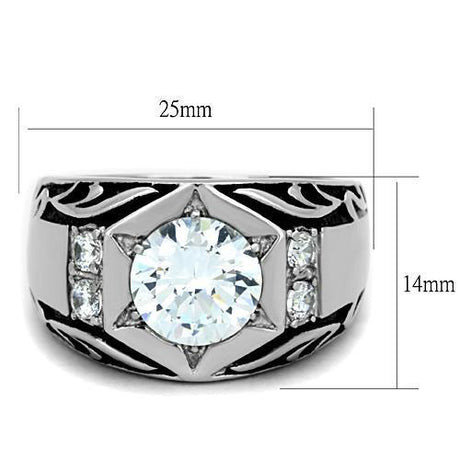 High polished (no plating) Stainless Steel Ring with AAA Grade CZ  in Clear