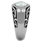 High polished (no plating) Stainless Steel Ring with AAA Grade CZ  in Clear