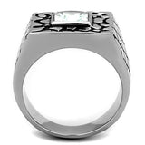 High polished (no plating) Stainless Steel Ring with AAA Grade CZ  in Clear