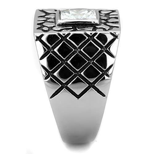 High polished (no plating) Stainless Steel Ring with AAA Grade CZ  in Clear