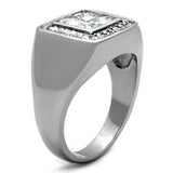High polished (no plating) Stainless Steel Ring with AAA Grade CZ  in Clear