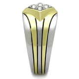 Two-Tone IP Gold (Ion Plating) Stainless Steel Ring with Top Grade Crystal  in Clear