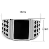 High polished (no plating) Stainless Steel Ring with Epoxy  in Jet