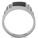 High polished (no plating) Stainless Steel Ring with Epoxy  in Jet