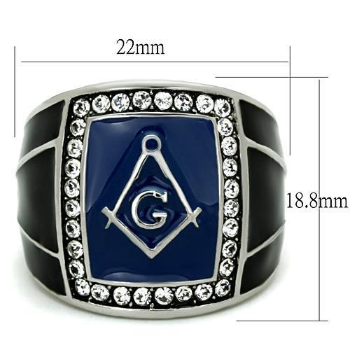 High polished (no plating) Stainless Steel Ring with Top Grade Crystal  in Clear