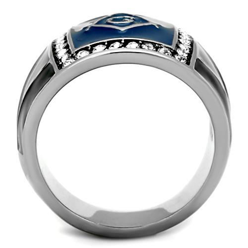 High polished (no plating) Stainless Steel Ring with Top Grade Crystal  in Clear