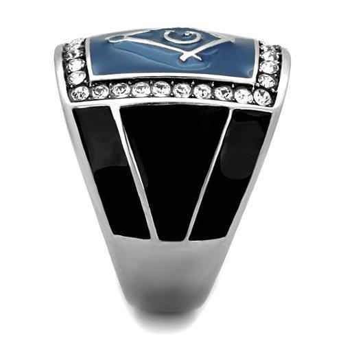 High polished (no plating) Stainless Steel Ring with Top Grade Crystal  in Clear