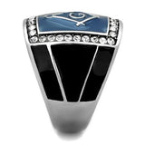 High polished (no plating) Stainless Steel Ring with Top Grade Crystal  in Clear