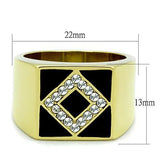 IP Gold(Ion Plating) Stainless Steel Ring with Top Grade Crystal  in Clear