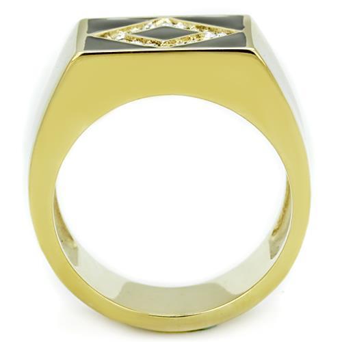 IP Gold(Ion Plating) Stainless Steel Ring with Top Grade Crystal  in Clear