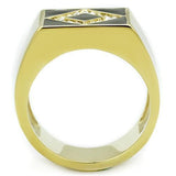 IP Gold(Ion Plating) Stainless Steel Ring with Top Grade Crystal  in Clear