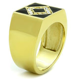 IP Gold(Ion Plating) Stainless Steel Ring with Top Grade Crystal  in Clear
