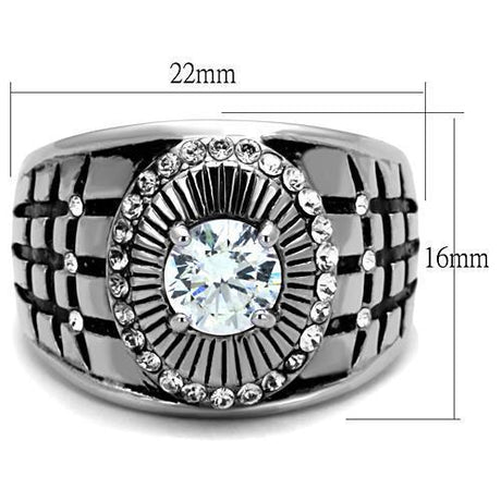 High polished (no plating) Stainless Steel Ring with AAA Grade CZ  in Clear