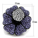 IP Black(Ion Plating) Stainless Steel Ring with Top Grade Crystal  in Tanzanite