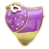 IP Gold(Ion Plating) Stainless Steel Ring with Epoxy  in Amethyst