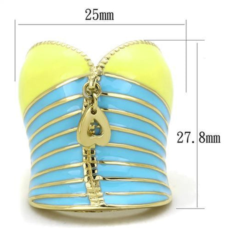 IP Gold(Ion Plating) Stainless Steel Ring with Epoxy  in Multi Color