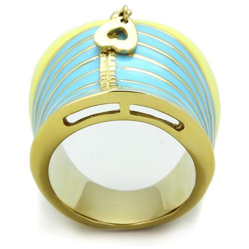 IP Gold(Ion Plating) Stainless Steel Ring with Epoxy  in Multi Color