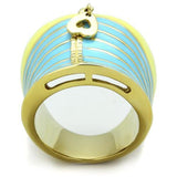 IP Gold(Ion Plating) Stainless Steel Ring with Epoxy  in Multi Color