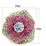 IP Gold(Ion Plating) Stainless Steel Ring with AAA Grade CZ  in Clear