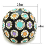 IP Gold(Ion Plating) Stainless Steel Ring with Top Grade Crystal  in Clear