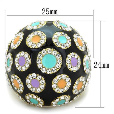 IP Gold(Ion Plating) Stainless Steel Ring with Top Grade Crystal  in Clear